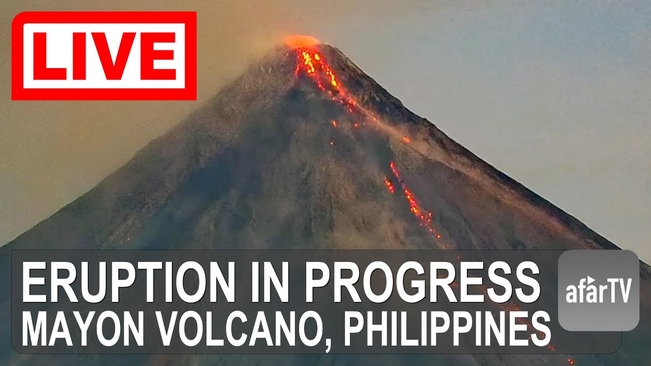 Live webcam view of Mayon Volcano Live Eruption Cam