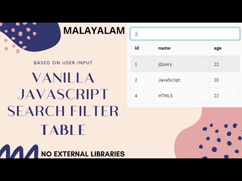 Javascript Malayalam Javascript Filter Table No Jquery Vanilla Javascript Js Search Filter