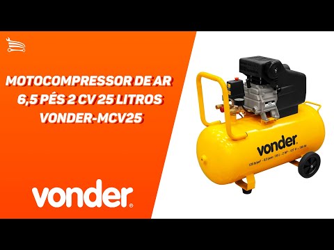 Motocompressor de Ar 6,5 Pés 2 CV 25 Litros  - Video