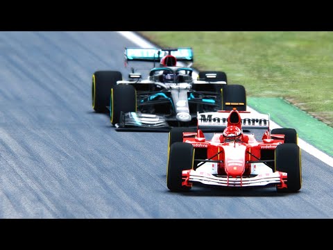 Ferrari F1 2004 SLICKS TYRES vs Mercedes F1 2020 (Lewis Hamilton) - Monza GP
