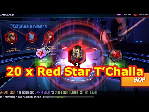 20 x T’challa Star-Lord Red Star Orb Opening | Elite Reds | Marvel Strike Force - Free to Play