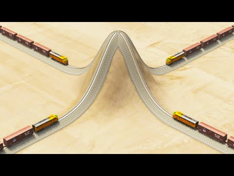 Trains Vs Impossible Hill Climb Crossover Rail Tracks - BeamNG.Drive