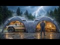 CAMPING in HEAVY RAIN | Cyber Truck Inside TWO GIANT Inflatable Tents
