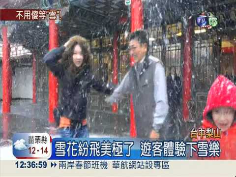 梨山下雪了?!人造雪秀遊客玩瘋