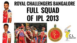 Royal Challengers Bangalore Full Squad Of IPL 2013 (Cricket lover B) | IPL 2013 Full Squads