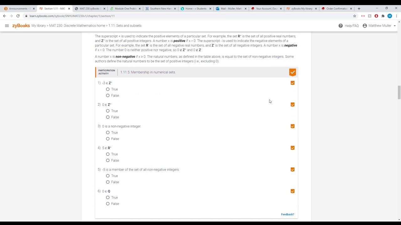 Section 1 MAT 230  Discrete Mathematics Matthew Muller