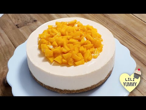RECETTE Gâteau aux pêches SANS CUISSON! Frais et onctueux #cuisine #patisserie #nobake #cheesecake
