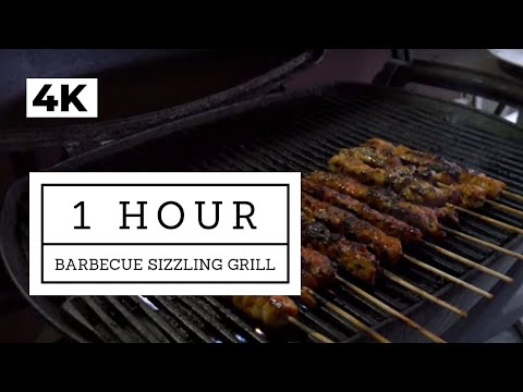 Relaxing barbecue sizzling grill 4k 1 hour background white noise ambience study sleep no talking