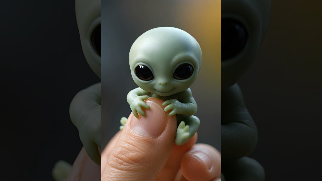 teeny tiny Cute Alien fits on my thumb (adorable) #alien #aliens #cute #klingai #veo3 #runwayml