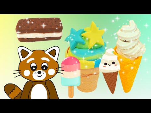 Pukkins gör glassar i Play Doh lera - Lär dig färger 30 min - Lek med oss