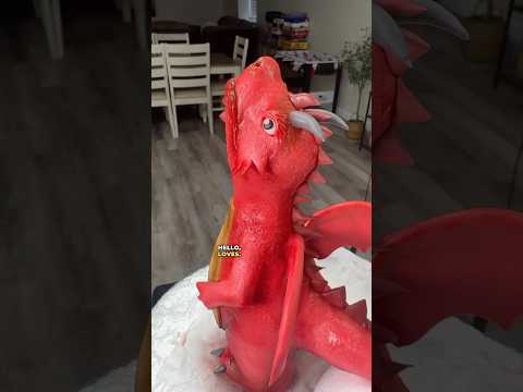 A fire breathing fondant dragon ￼