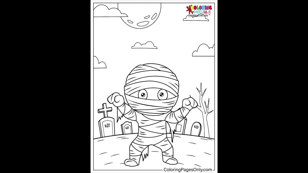 Free Printable Mummy Coloring Pages #ColoringPagesOnly #Shorts #coloring #Mummy  #halloween