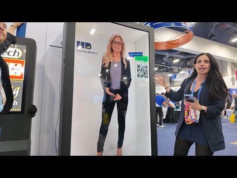 HumanBeam on faytech 86" 4K touch TalkToMeAI: agentic avatar kiosk for clinics, resorts, training
