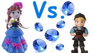 Disney Frozen Princess Anna vs Kristoff in a Gem Challenge. Loser is Slimed! Learn Shapes & Numbers.