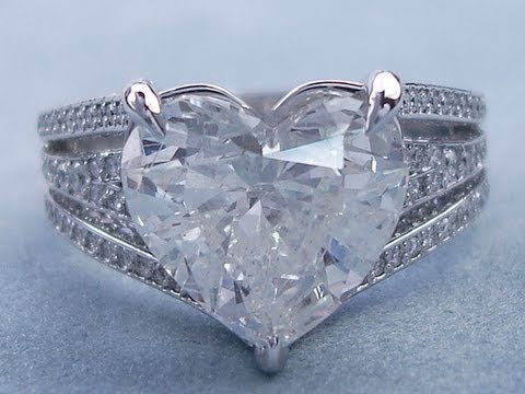 4.12 ctw Heart Shape H SI1 Diamond Engagement Ring - BigDiamondsUSA
