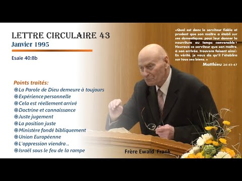 Lettre circulaire 43 de janvier 1995 par le frère Ewald Frank d'Allemagne.
