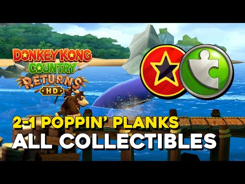 Donkey Kong Country Returns HD 2-1 Poppin' Planks All Collectibles (All Letters & Puzzles Pieces)