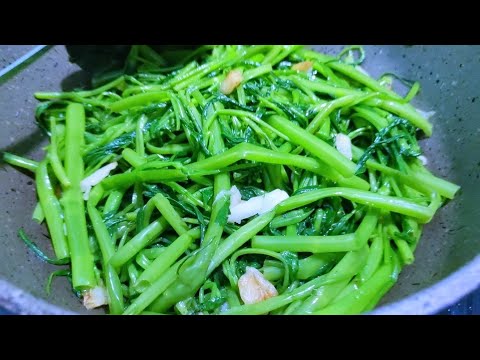 Rau Muống Xào Tỏi - mẹo Xào Rau Muống luôn xanh giòn ngon.