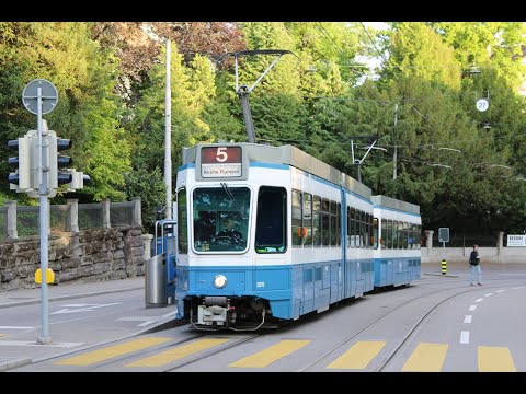 Strassenbahn Zürich Tram 2000 auf der Linie 5 Richtung Bahnhof Enge