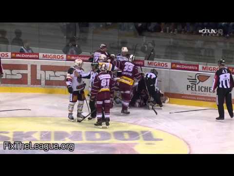 Marco Maurer hit to the head Taylor Pyatt - GSHC v HCLugano