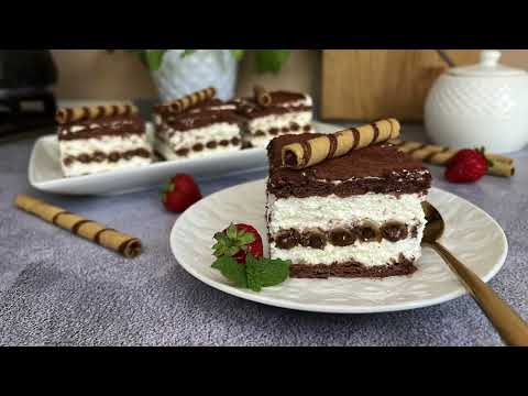 ✨Błyskawiczne ciasto bez pieczenia z rurkami waflowymi i mascarpone - rurociąg ✨