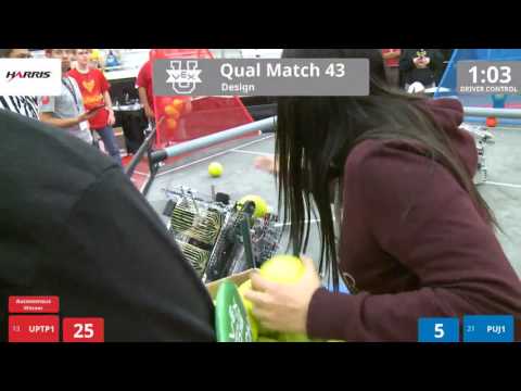 VEX Worlds 2016 - VEX U - Design - Qual 43 (UPTP1) 98 vs 96 (PUJ1)