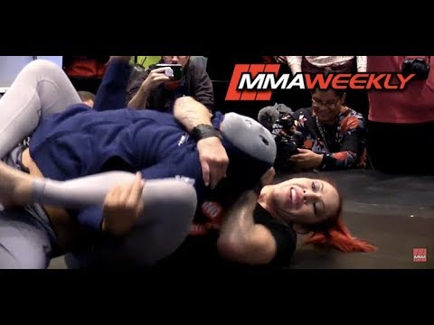 Cris Cyborg Fights Off Surprise Masked Assailant BJ Penn at UFC 222 Workouts