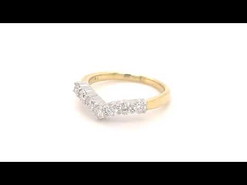 7 Stone Diamond Wishbone Ring 0.50ct G/SI Diamonds In 18k Yellow Gold