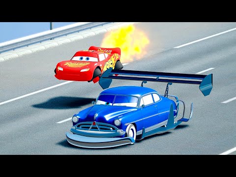 Lightning McQueen Spacecraft vs Doc Hudson GTR - 20 KM Drag Race