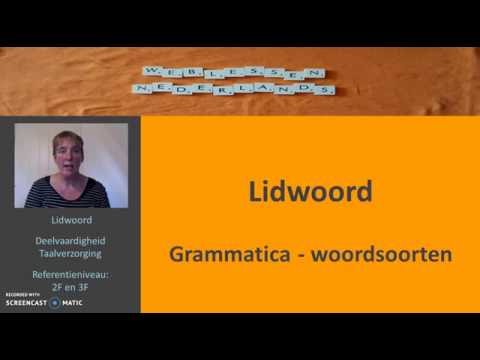 Lidwoord Grammatica woordsoorten
