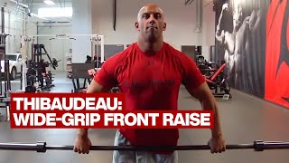 Wide-Grip Barbell Front Raise exercise video thumbnail
