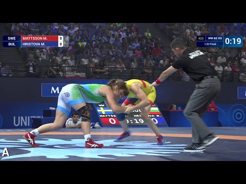 1/8 WW - 60 kg: M. MATTSSON (SWE) df. M. HRISTOVA (BUL) by VFA, 2-1