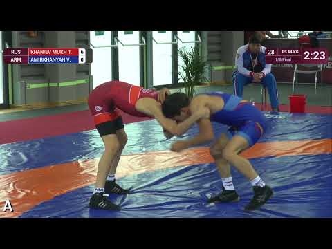 1/8 FS - 44 kg: T. KHANIEV MUKH (RUS) v. V. AMIRKHANYAN (ARM)