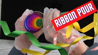 Colorful Ribbon Pour- Fun Beginner acrylic pour painting!!!