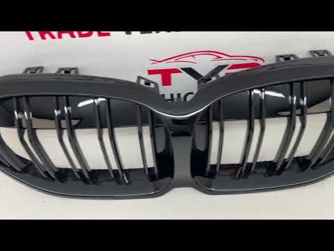 Fits BMW 1 Series F40 2019- Front Kidney Grilles Twin Double Slats Gloss Black video