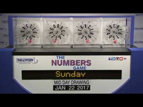 Midday Numbers Game Drawing: Sunday, January 22, 2017