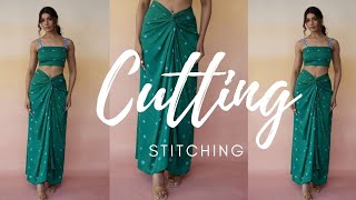 Front twisted knot skirt cutting/pattern | drape skirt pattern | draping dress | draping skirt
