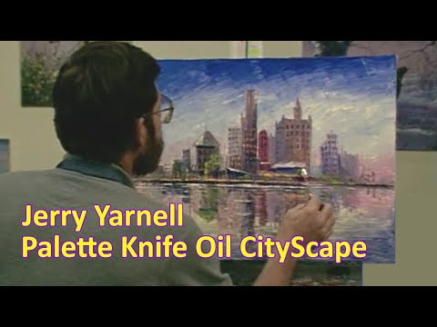 Jerry Yarnell Palette Knife oil painting cityscape | Impasto evening Skyline (water mixable oils)