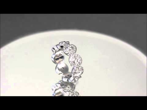 14K White Gold Round Cut Diamond Eternity Band Ring Antique Style Bezel 2.25ctw - KNR INC - 802 1