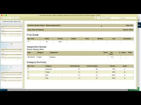 Individual Student Reports Missing Assignments