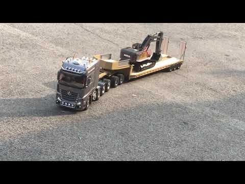 Tamiya 1/14 Rc mercedesBenz Actros 4163 Slt 8x4, Heavy haulage, Dolly trailer Test Drive