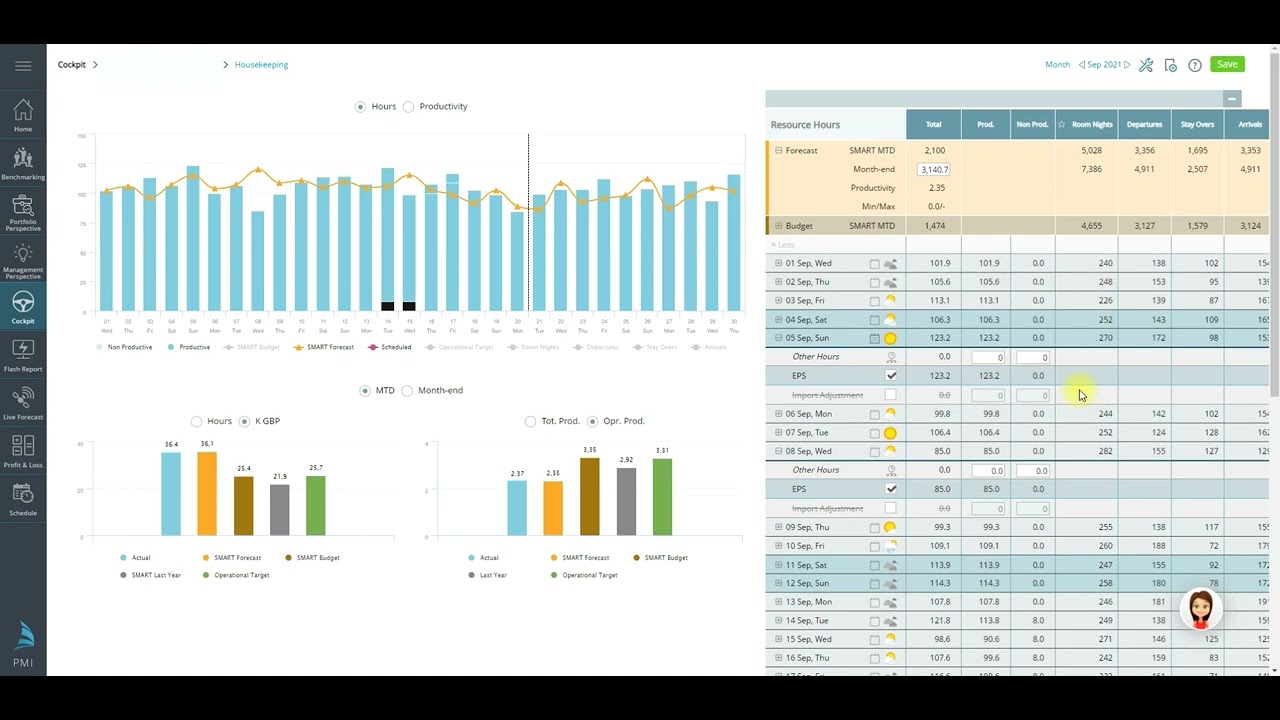 Housekeeping Labor cockpit