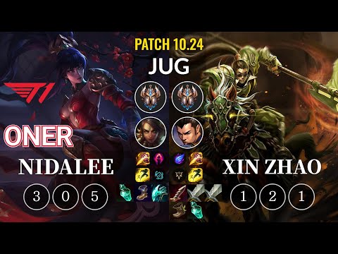 T1 Oner Nidalee vs Xin Zhao Jungle - KR Patch 10.24