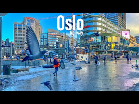 Oslo Norway 🇳🇴- February 2022 - 4K-HDR Walking Tour - (▶91min)