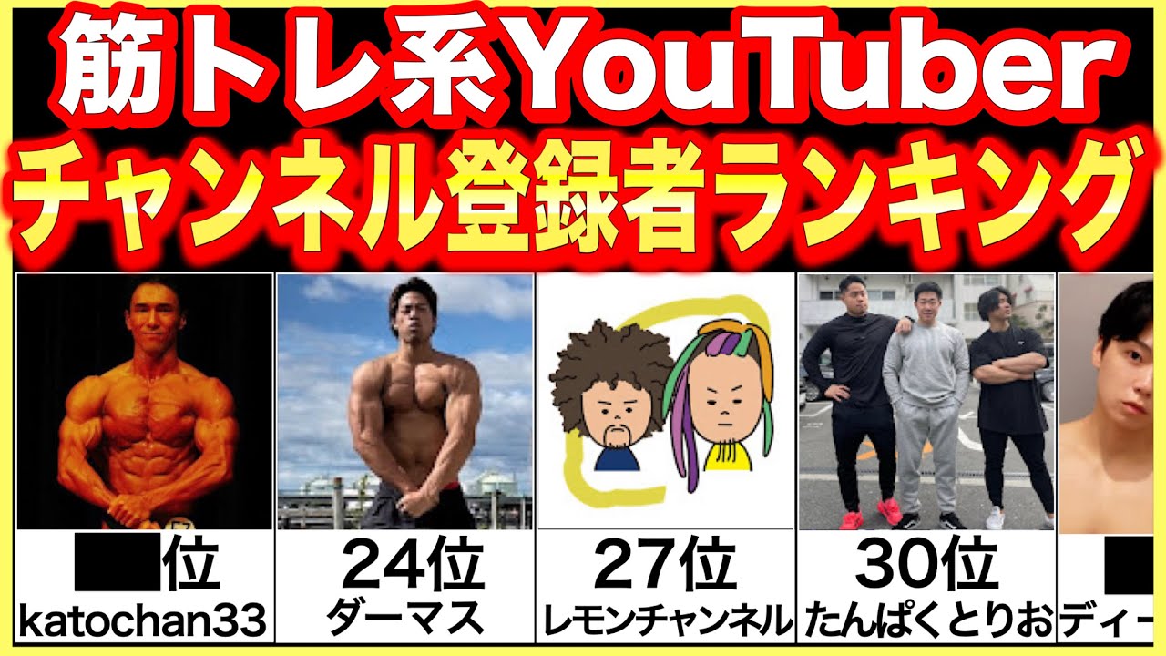 【2026年】筋トレ系ユーチューバーのチャンネル登録者ランキング④【30〜21位】