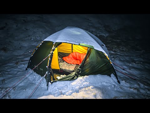 CAMPING in a SNOWSTORM - Forced to Shelter - Strong Winds, Snow and Heavy Rain