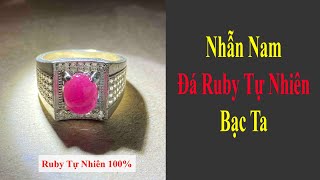 Nhẫn Nam Đá Ruby Tự Nhiên Yên Bái 100% Đỏ Đậm May Mắn Đã Kiểm Định