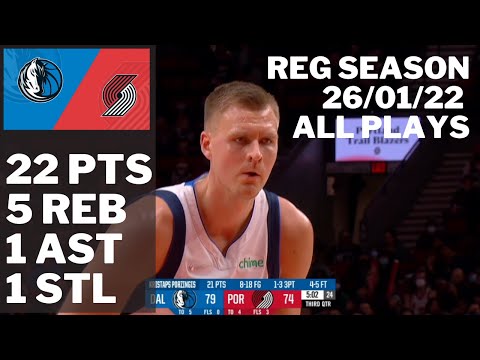Kristaps Porzingis vs. Trail Blazers: 22 pts, 5 reb, 1 ast ALL PLAYS 2021/22 Reg Season [26.01.22.]