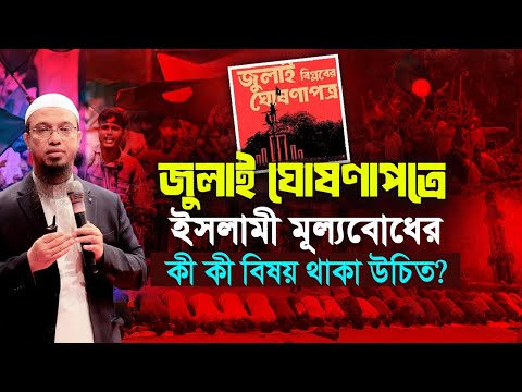 জুলাই ঘোষণাপত্রে ইসলামী মূল্যবোধের কী কী বিষয় থাকা উচিত?