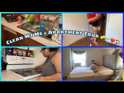 Clean w/ me🧽🧼 + FINALLY My studio apartment tour ✨🏠